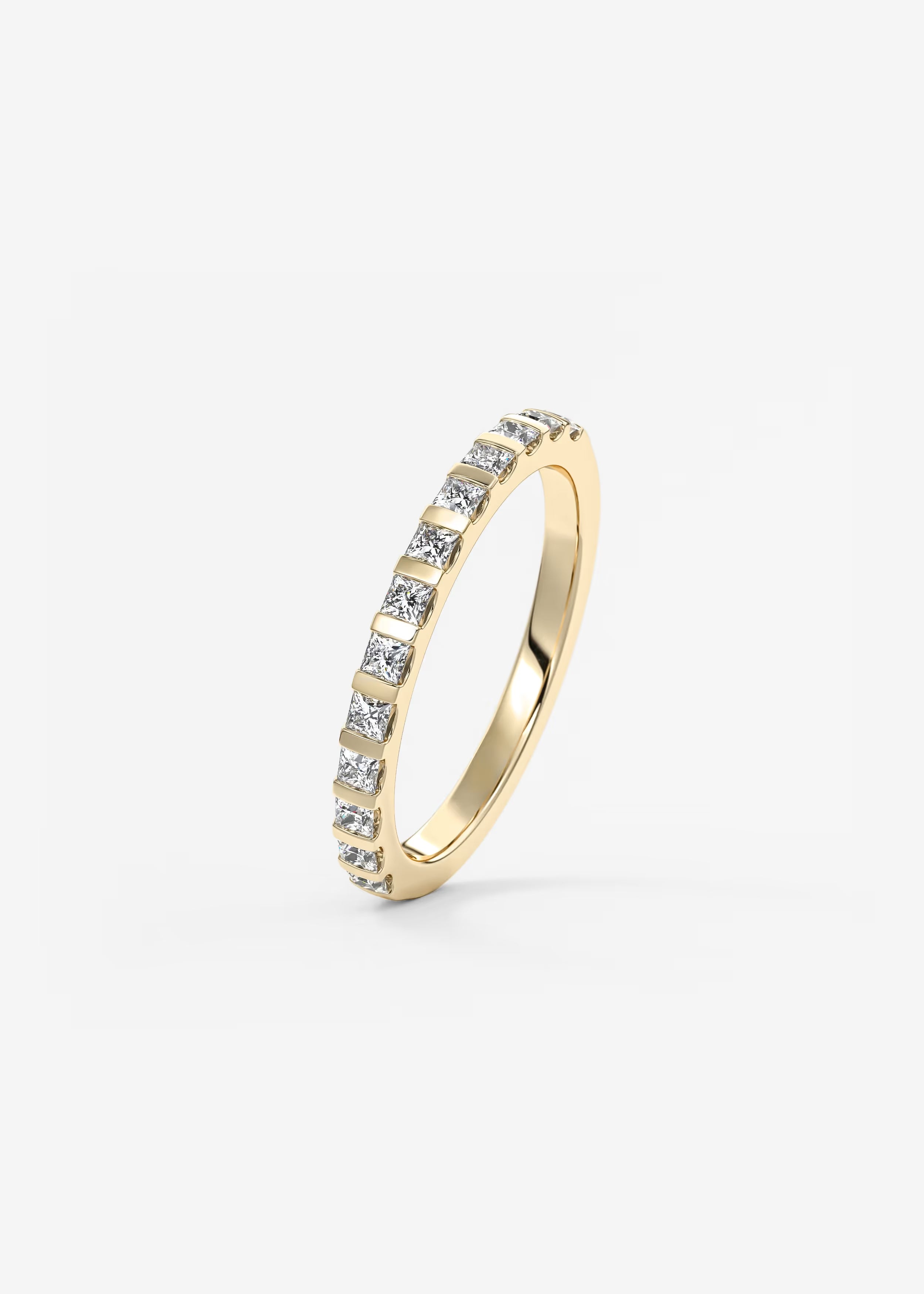 Gold Channel‑Set Band with Square Lab‑Grown Diamonds in Full Eternity Design