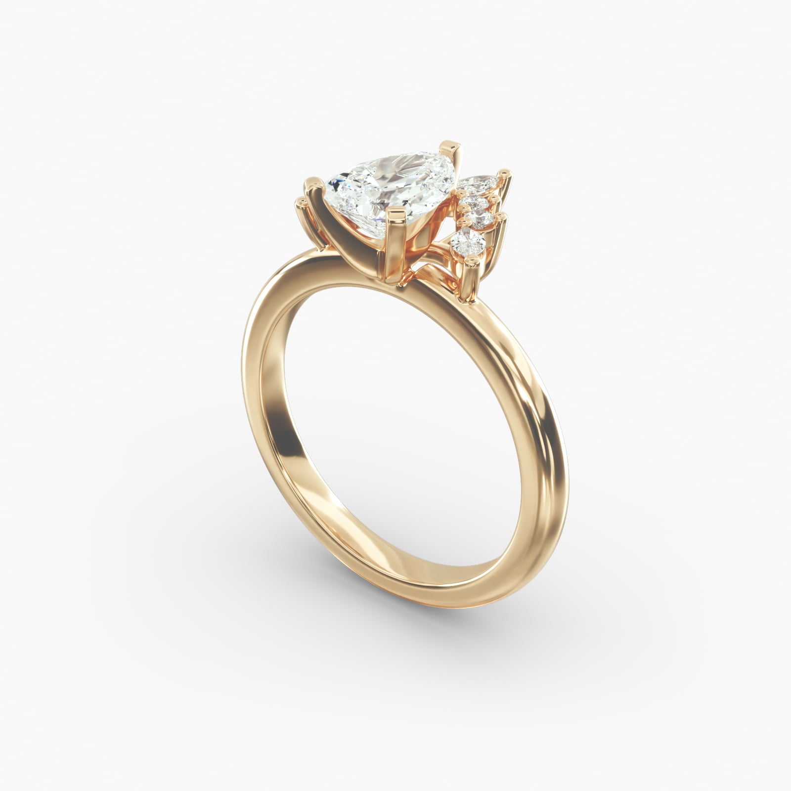Crown Bloom Halo Pear Lab Grown Diamond Center Engagement Ring