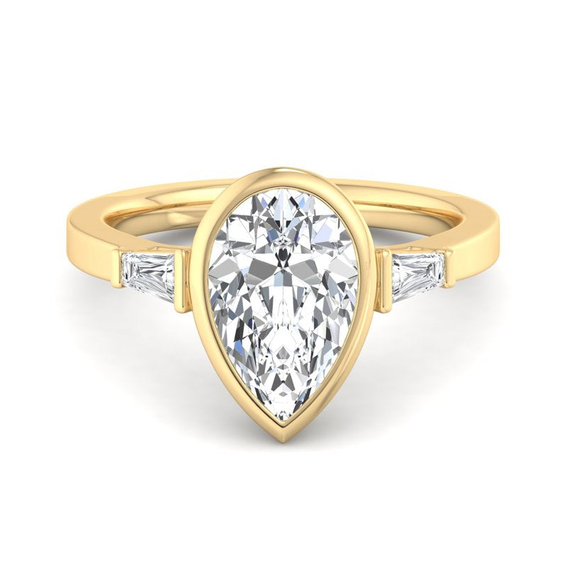 Timeless Bezel-Set Pear Lab Grown Diamond Center Engagement Ring