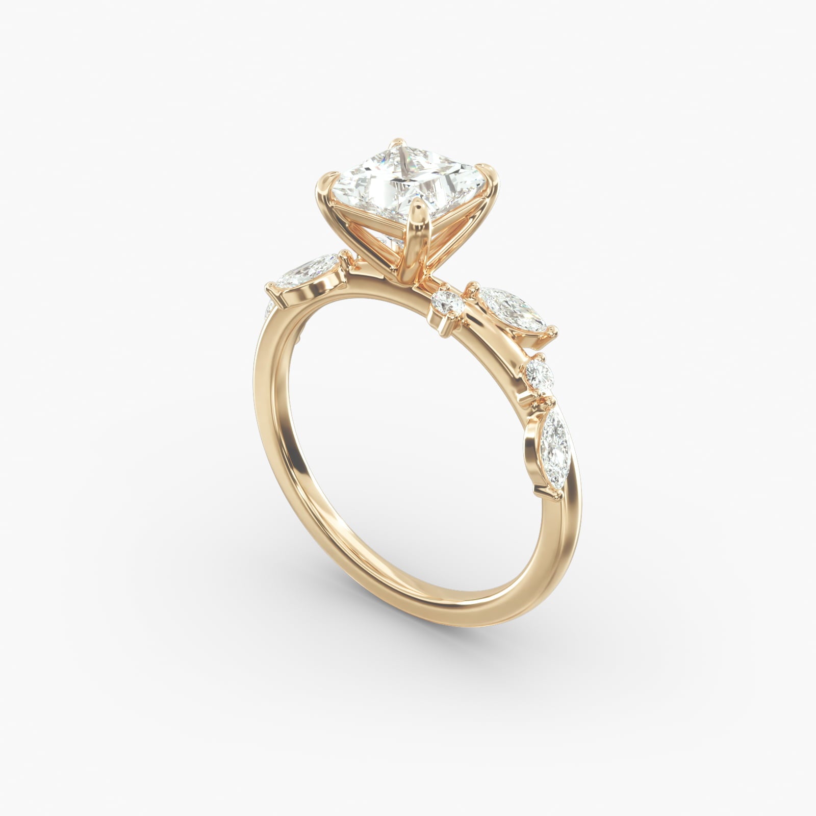 Symphony of Light Floral Princess Lab Grown Diamond Center Engagement Ring