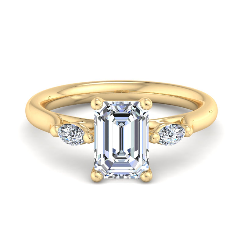 Classic Emerald-Cut Center with Side Accents Lab Grown Diamond Center Engagement Ring