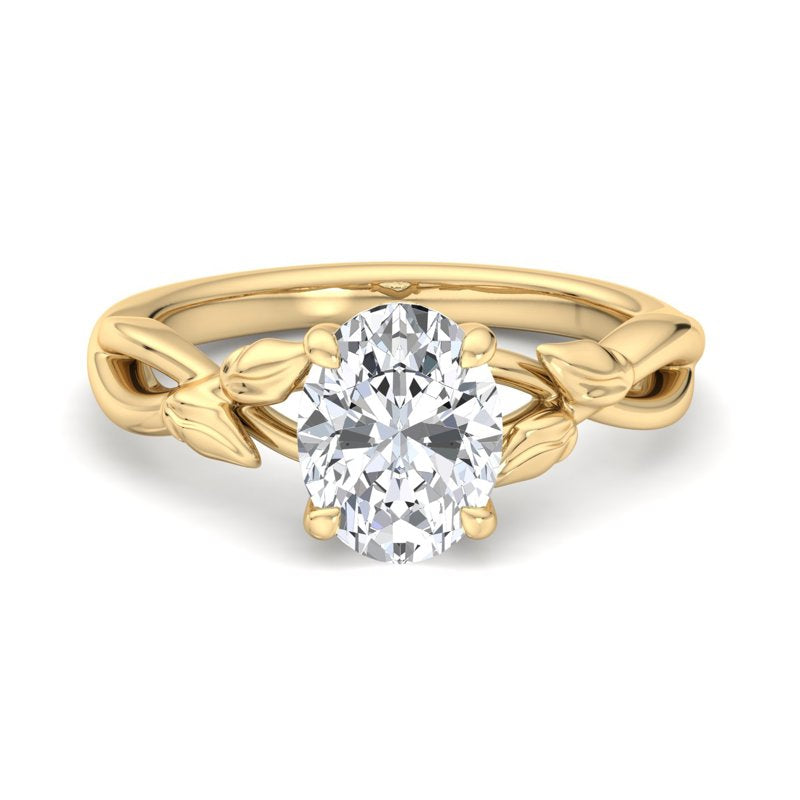 Nature-Inspired Oval Lab Grown Diamond Center Engagement Ring