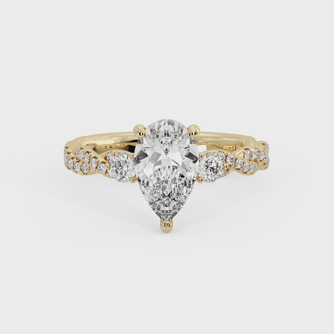Pear Lab Grown Diamond Center Engagement Ring