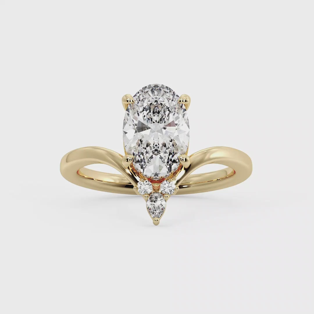 Radiant Tiered Sparkle Oval Lab Grown Diamond Center Engagement Ring