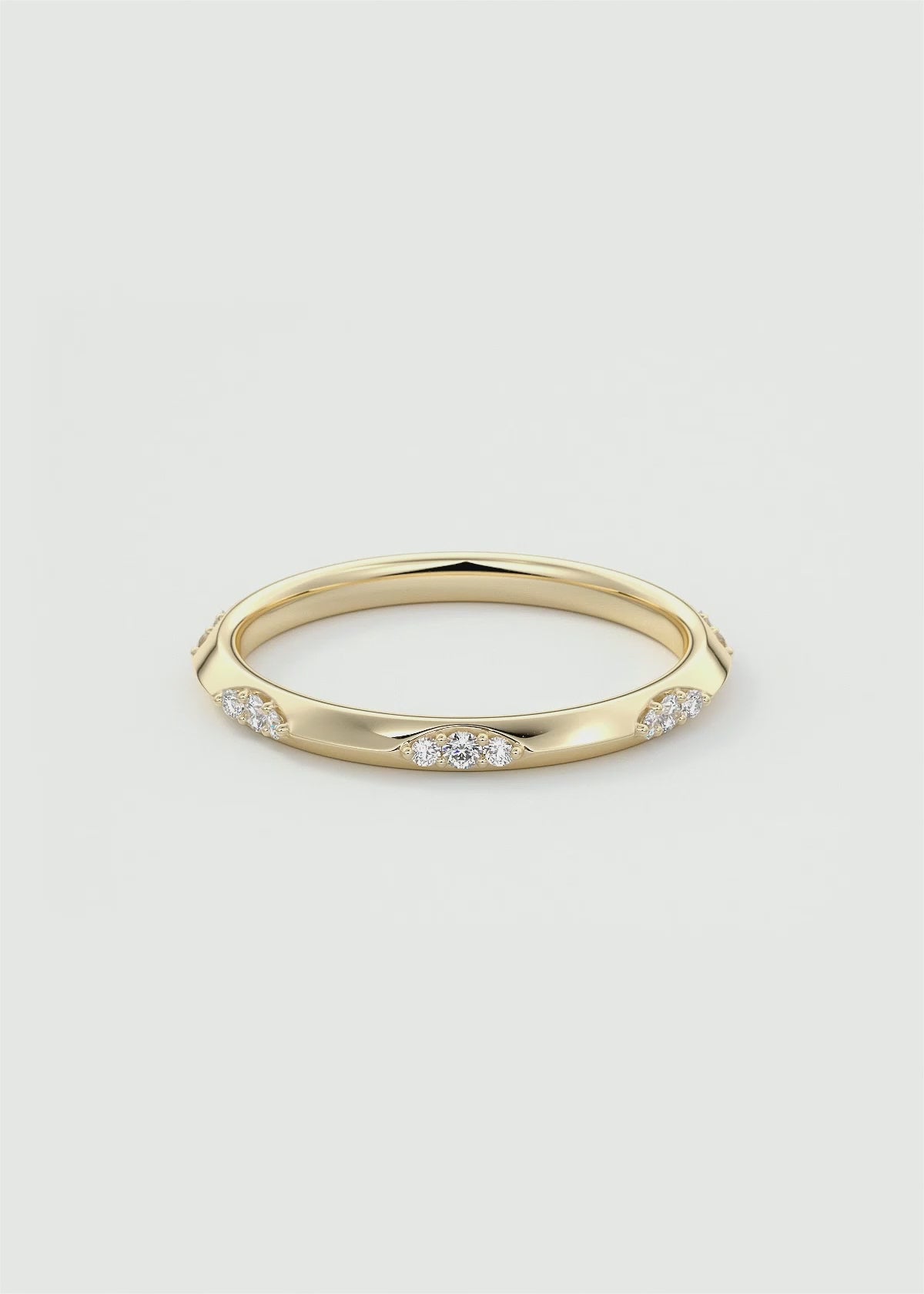 Gold Band with Marquise‑Set Lab Diamonds