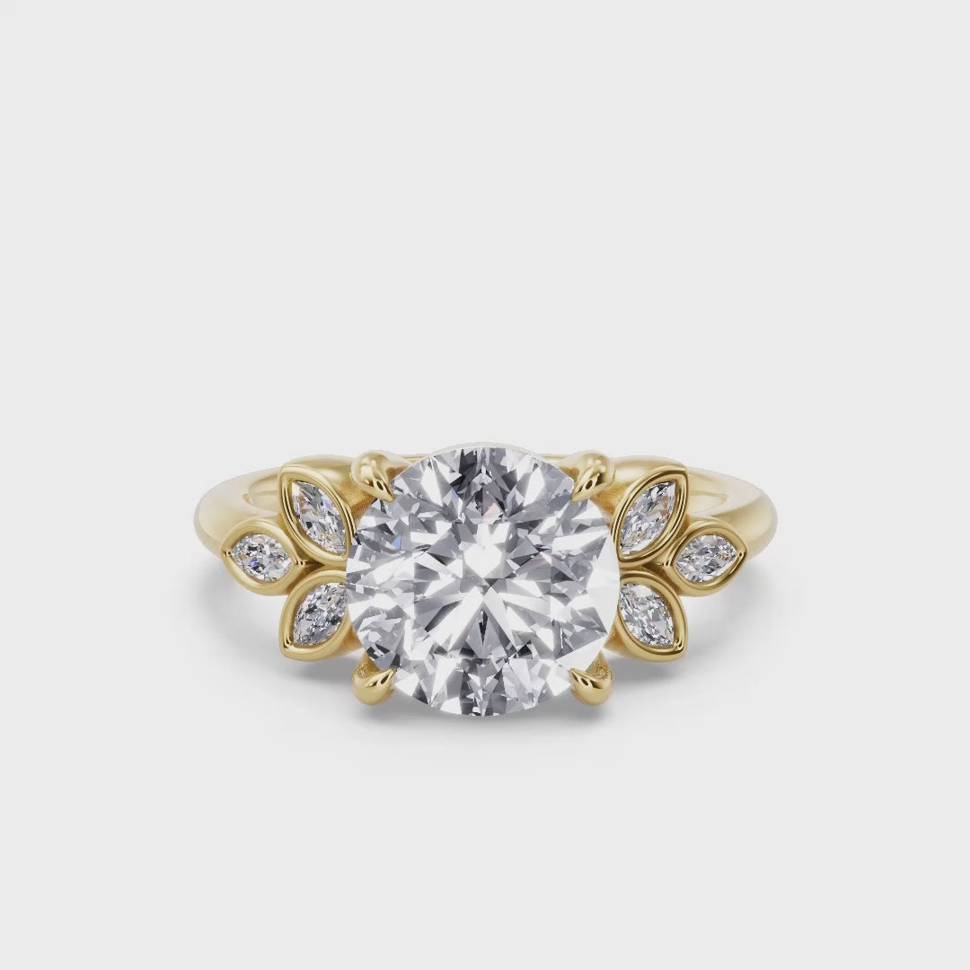 Floral Radiance Round Lab Grown Diamond Center Engagement Ring