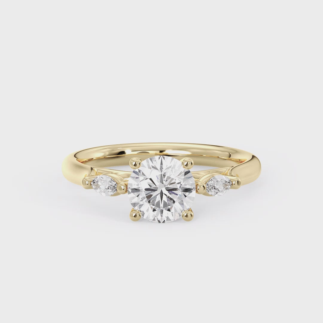 Classic Round-Cut Center with Side Accents Lab Grown Diamond Center Engagement Ring