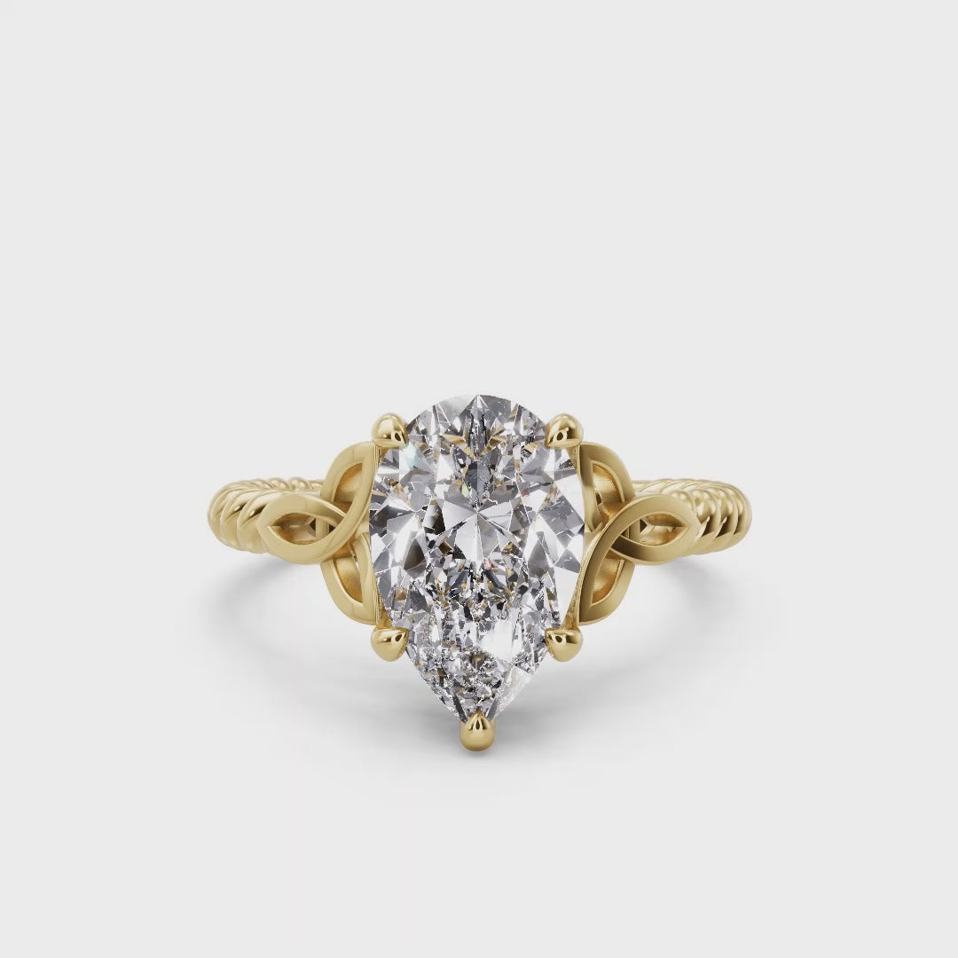 Twisted Vine Artisan Pear Lab Grown Diamond Center Engagement Ring