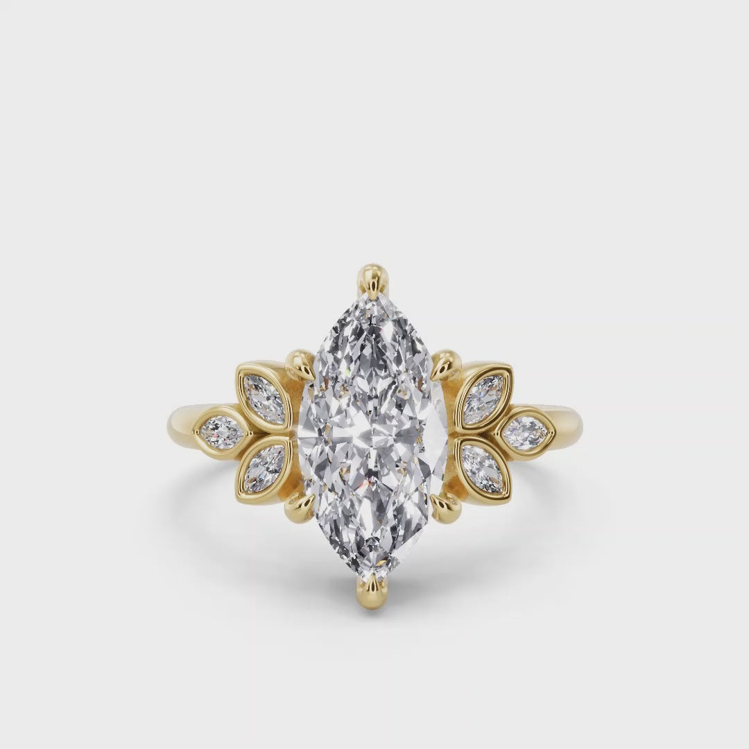 Floral Radiance Marquise Lab Grown Diamond Center Engagement Ring