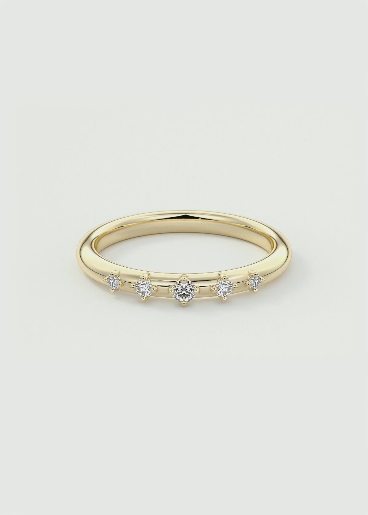 Gold Band with Evenly Spaced Round Lab‑Grown Diamond Accents