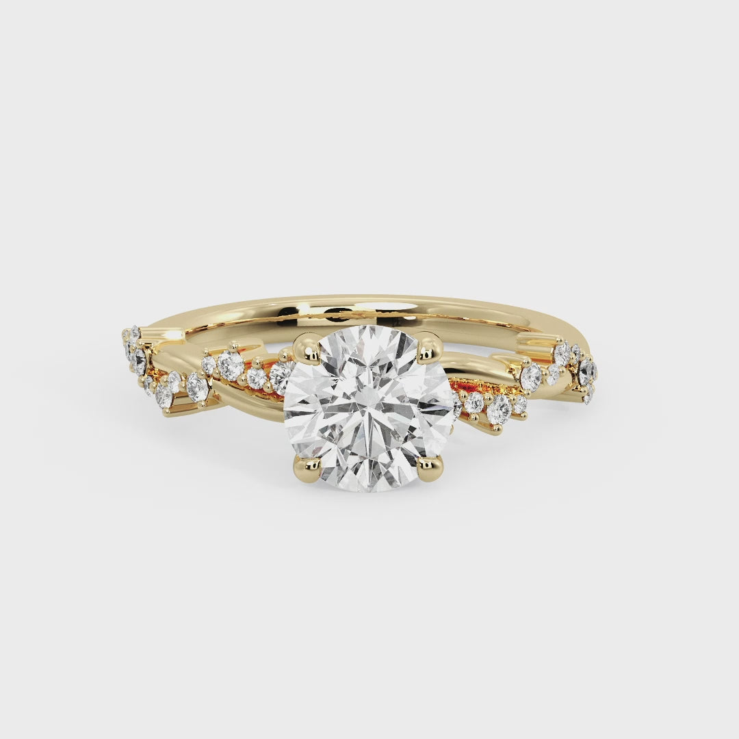 Classic Sparkle Pavé Round Lab Grown Diamond Center Engagement Ring