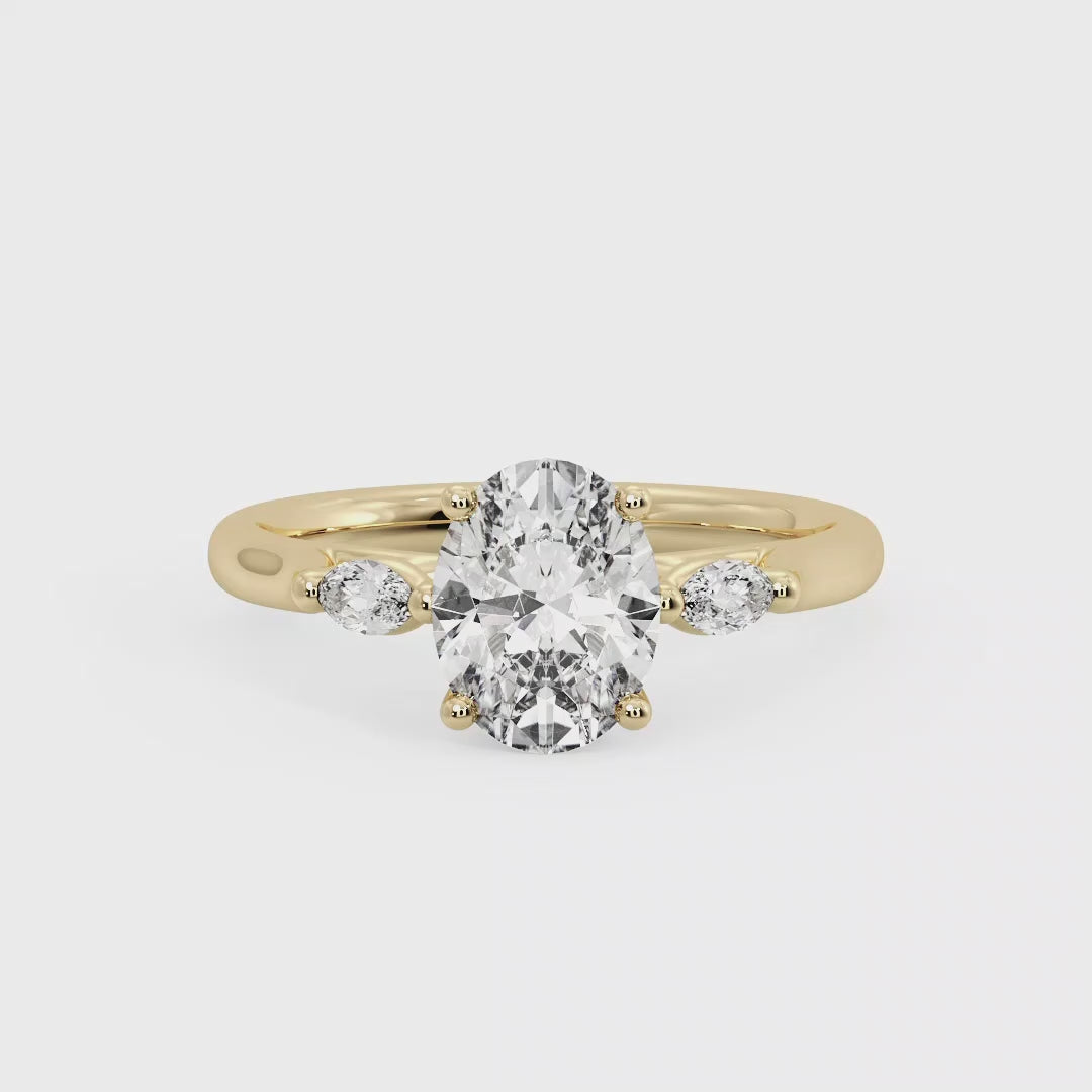 Classic Oval-Cut Center with Side Accents Lab Grown Diamond Center Engagement Ring