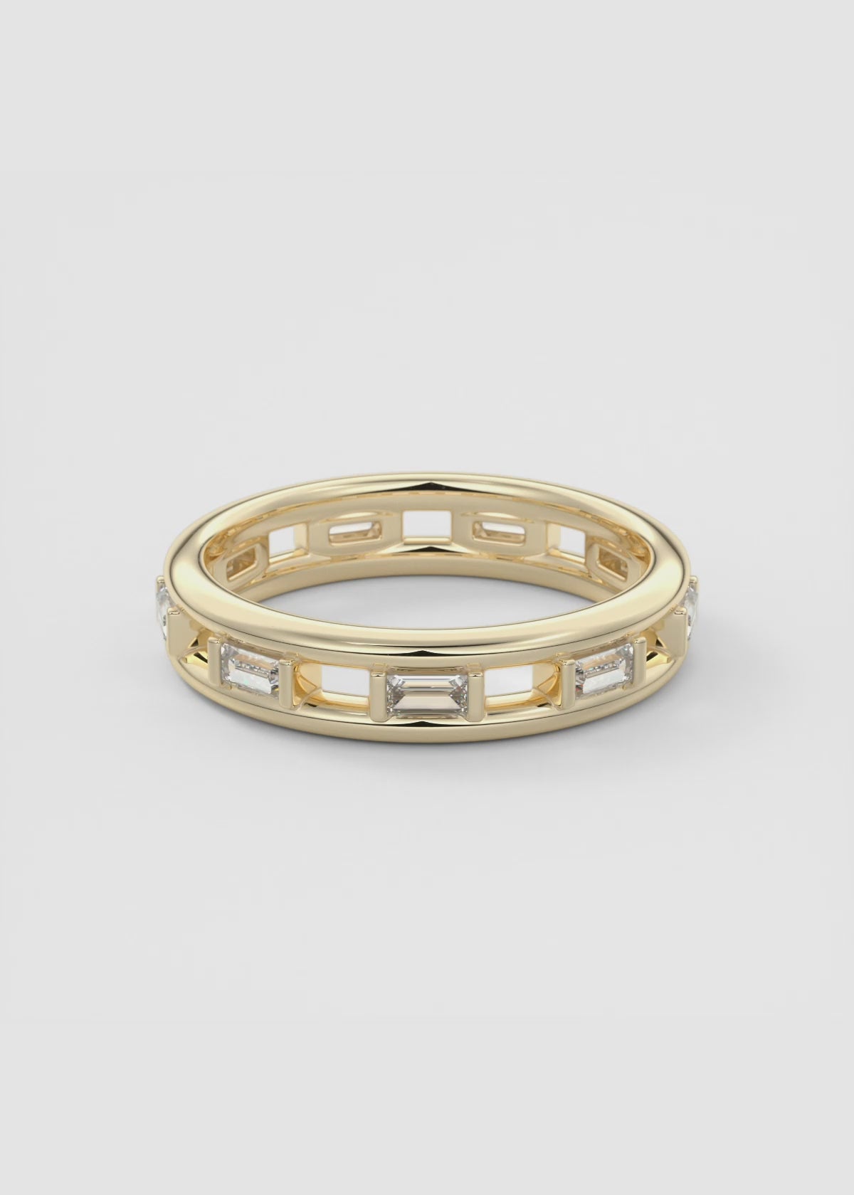 Gold Geometric Cutout Band with Square and Rectangular Lab‑Grown Diamond Insets