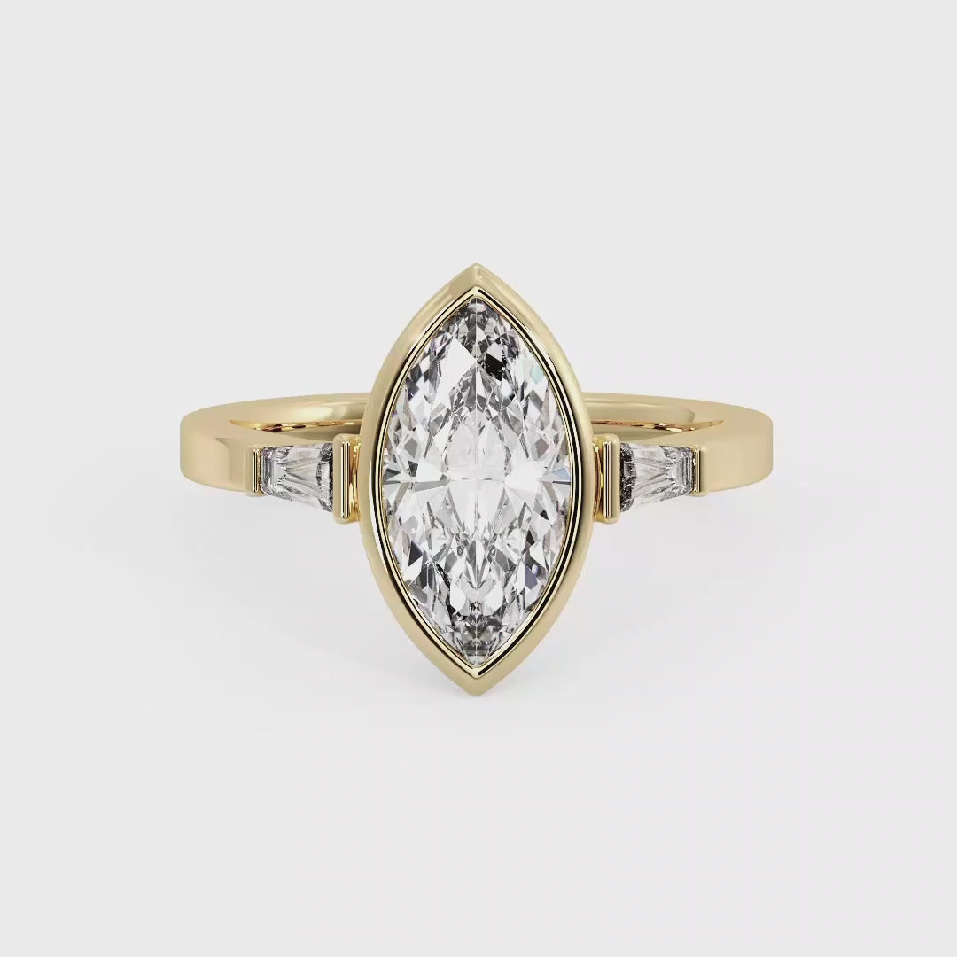Timeless Bezel-Set Marquise Lab Grown Diamond Center Engagement Ring