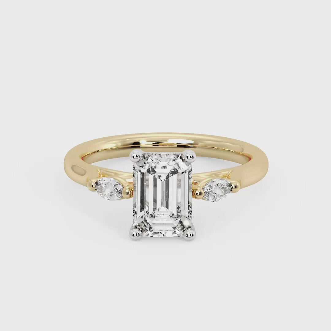 Classic Emerald-Cut Center with Side Accents Lab Grown Diamond Center Engagement Ring