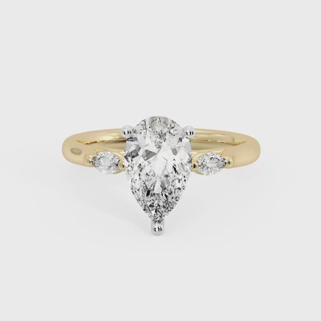 Classic Pear-Cut Center with Side Accents Lab Grown Diamond Center Engagement Ring