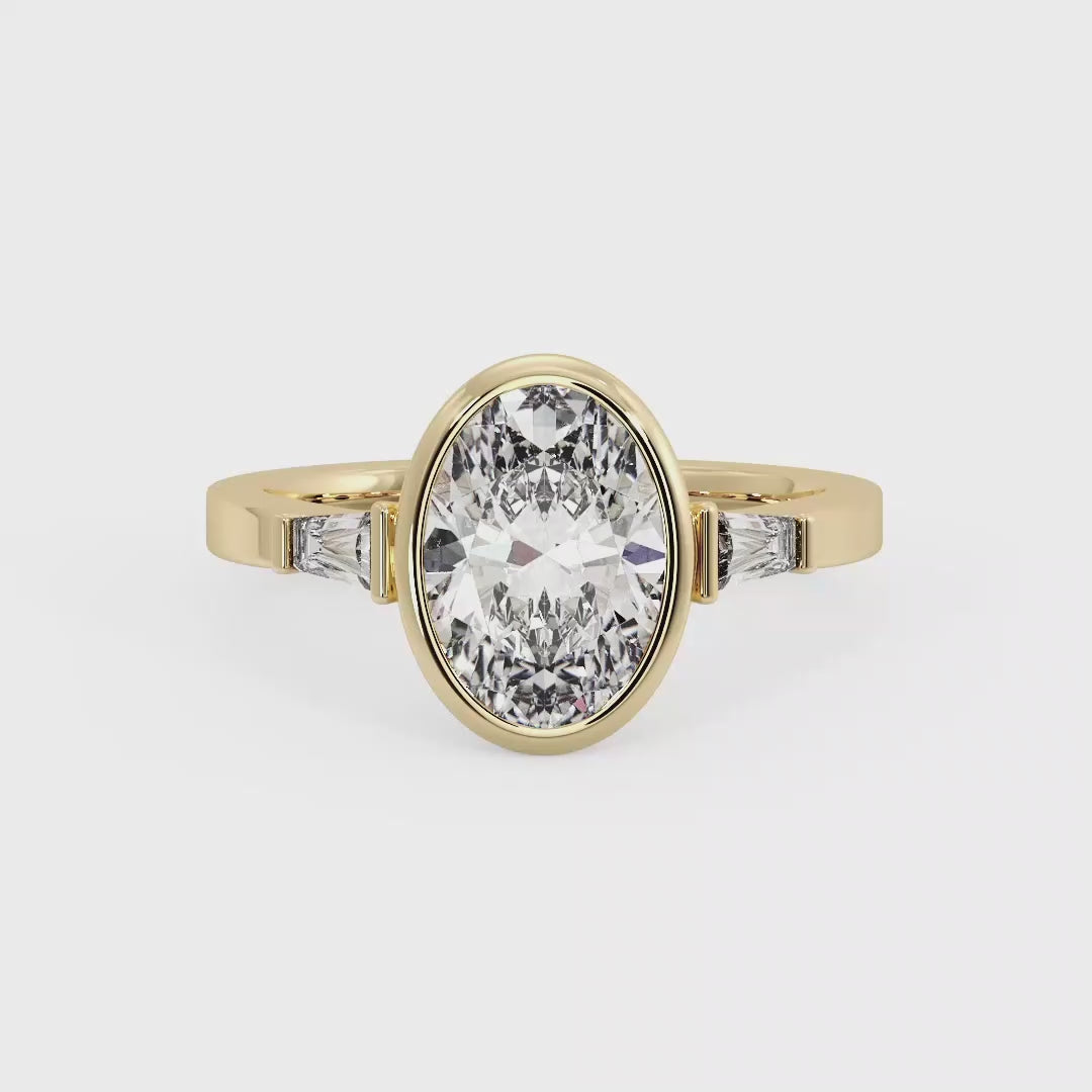 Timeless Bezel-Set Oval Lab Grown Diamond Center Engagement Ring