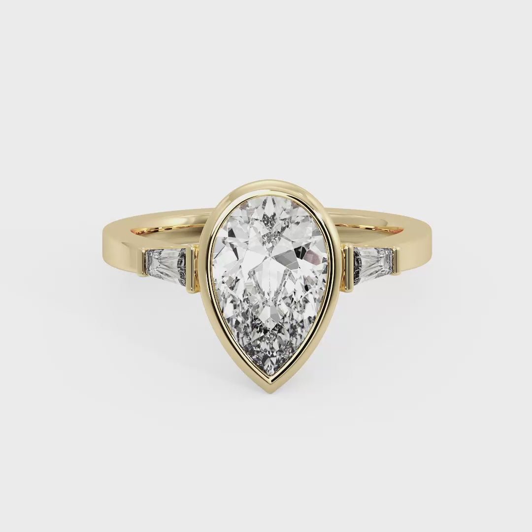 Timeless Bezel-Set Pear Lab Grown Diamond Center Engagement Ring