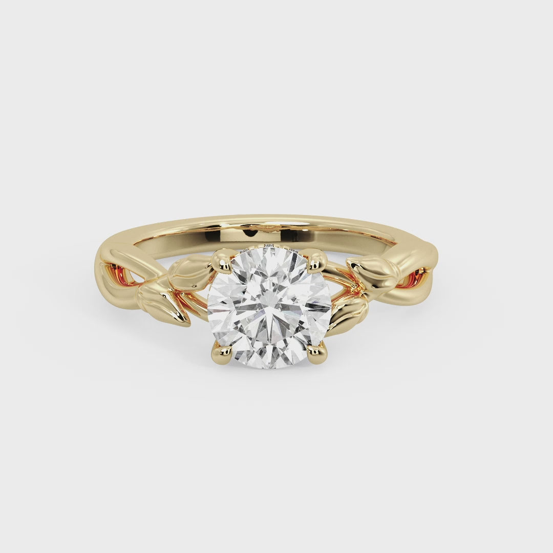 Nature-Inspired Round Lab Grown Diamond Center Engagement Ring