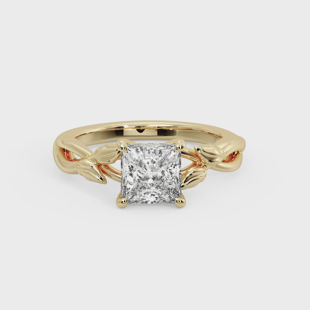 Nature-Inspired Princess Lab Grown Diamond Center Engagement Ring