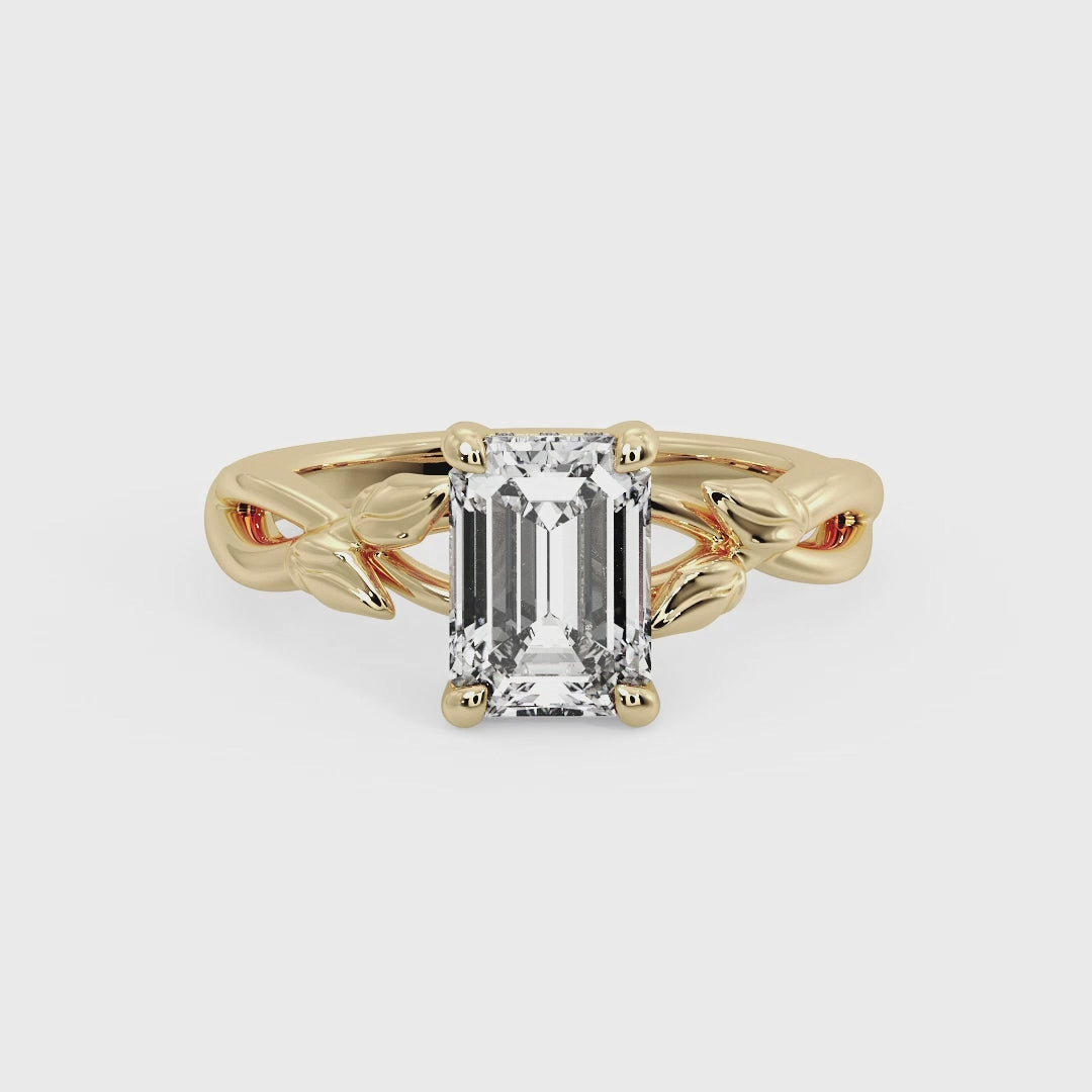 Nature-Inspired Emerald Lab Grown Diamond Center Engagement Ring