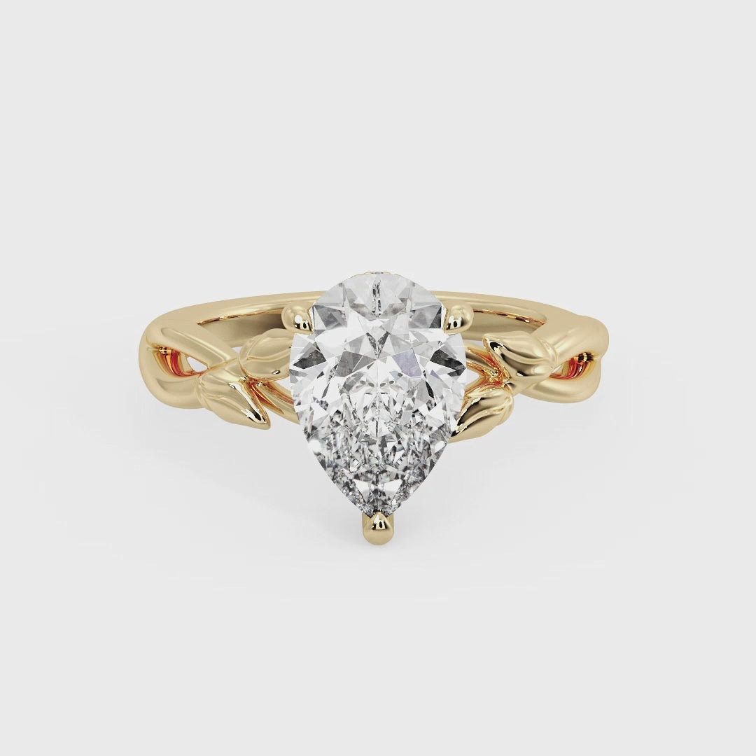 Nature-Inspired Pear Lab Grown Diamond Center Engagement Ring