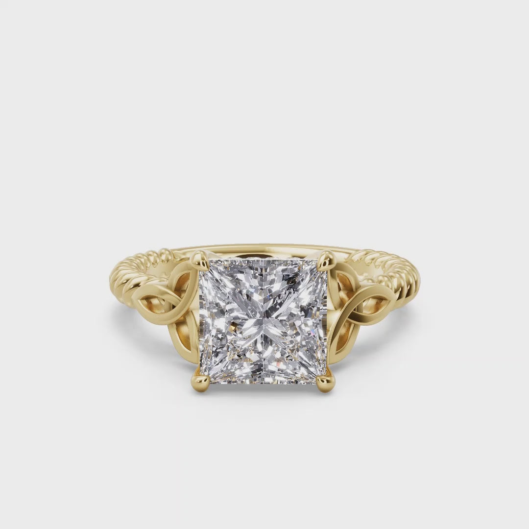 Twisted Vine Artisan Princess Lab Grown Diamond Center Engagement Ring