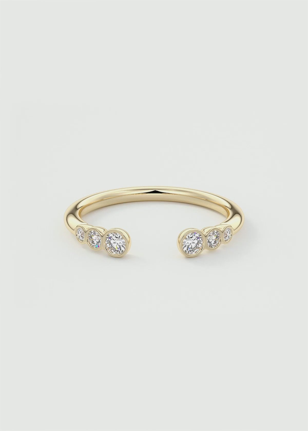 Gold Open Band with Graduated Round Lab‑Grown Diamonds