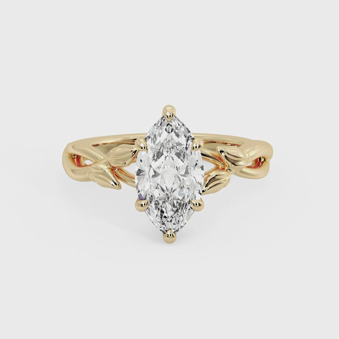 Nature-Inspired Marquise Lab Grown Diamond Center Engagement Ring