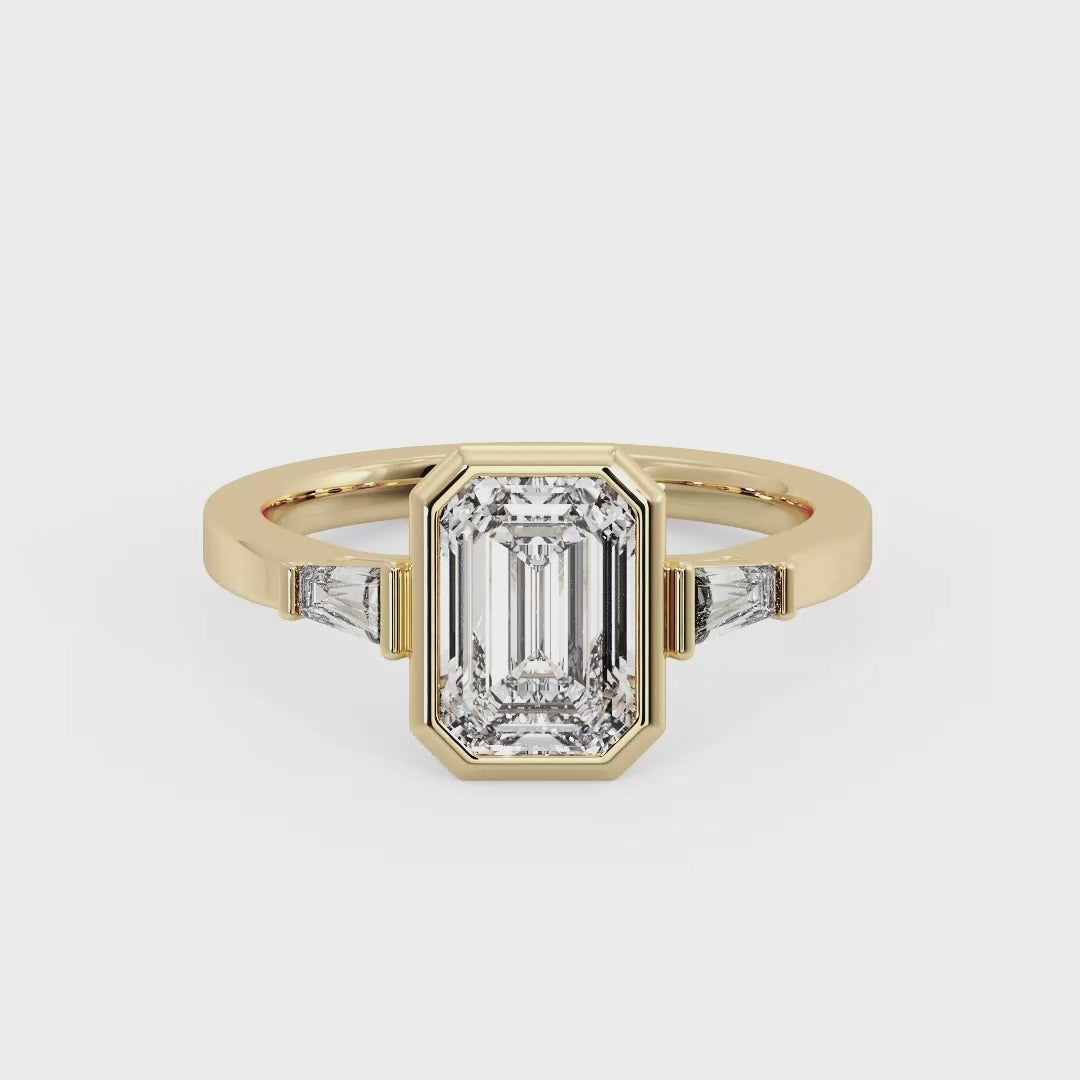 Timeless Bezel-Set Emerald Lab Grown Diamond Center Engagement Ring