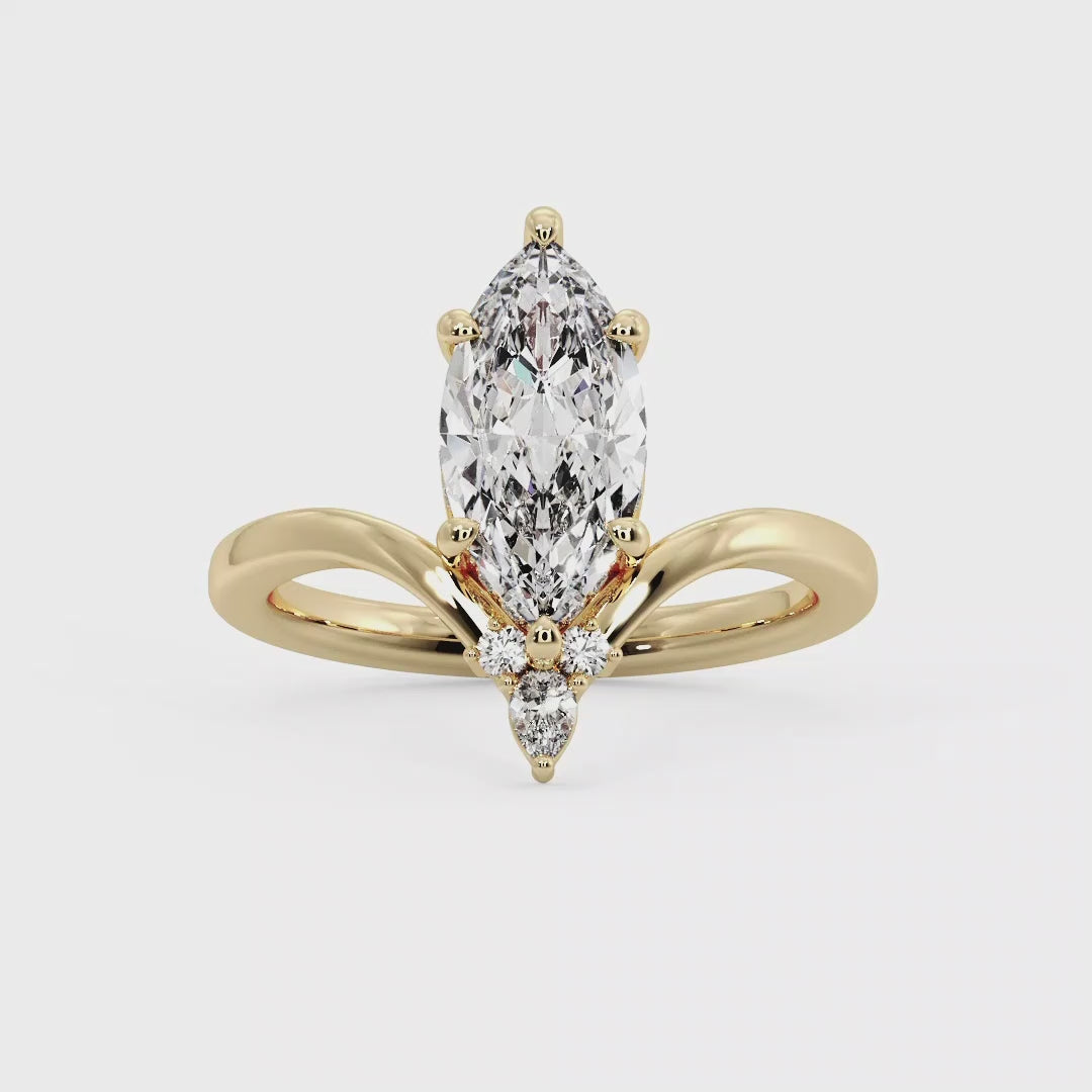 Radiant Tiered Sparkle Marquise Lab Grown Diamond Center Engagement Ring