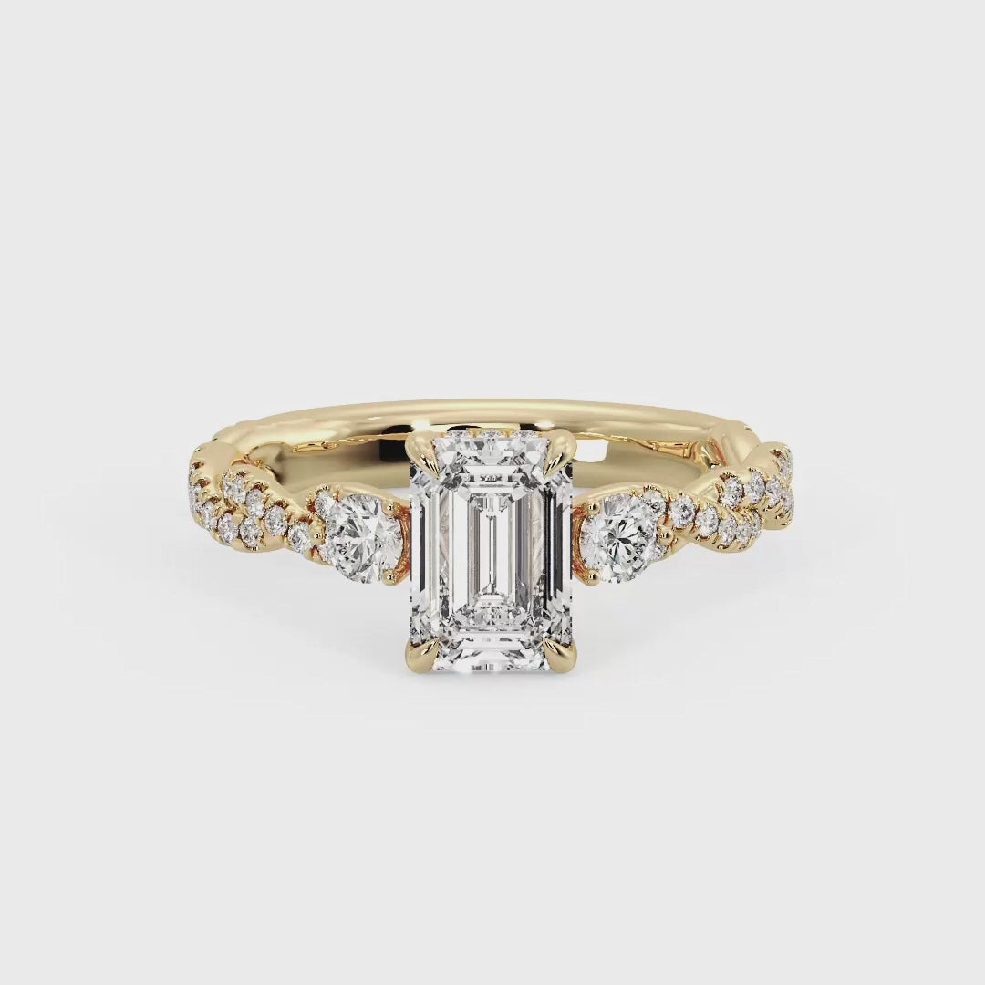 Emerald Lab Grown Diamond Center Engagement Ring