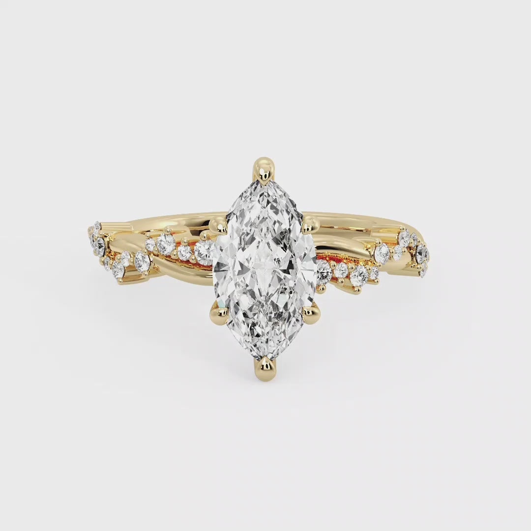 Classic Sparkle Pavé Marquise Lab Grown Diamond Center Engagement Ring
