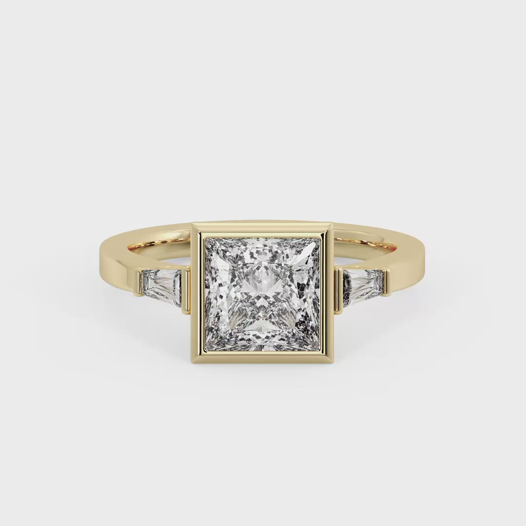 Timeless Bezel-Set Princess Lab Grown Diamond Center Engagement Ring