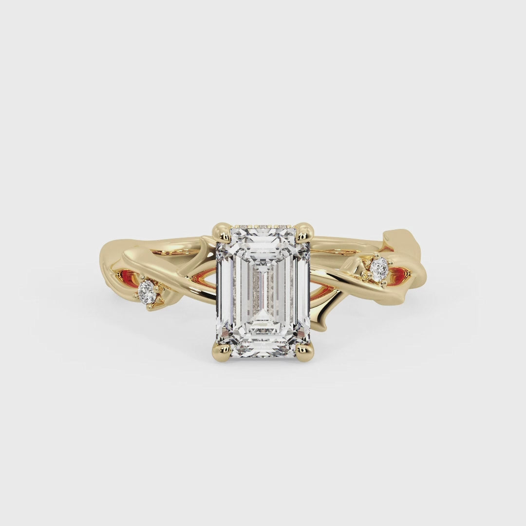 Intertwined Grace Emerald Lab Grown Diamond Center Engagement Ring