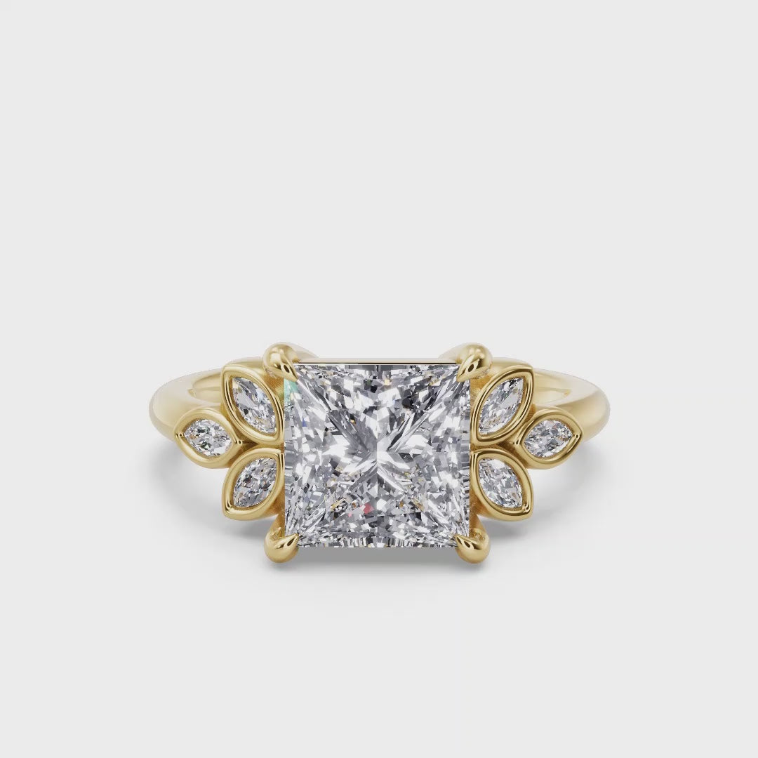 Floral Radiance Princess Lab Grown Diamond Center Engagement Ring