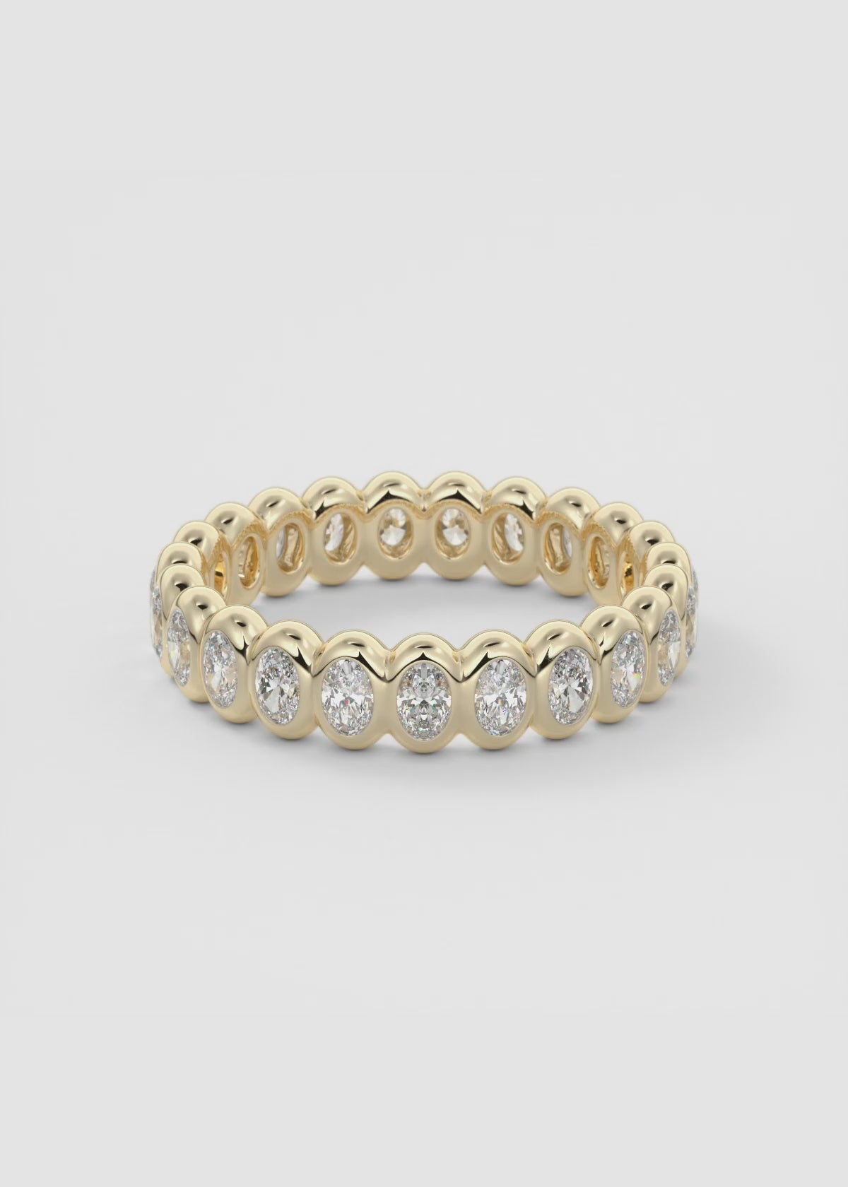 Gold Full Eternity Band with Oval Bezel‑Set Lab‑Grown Diamonds