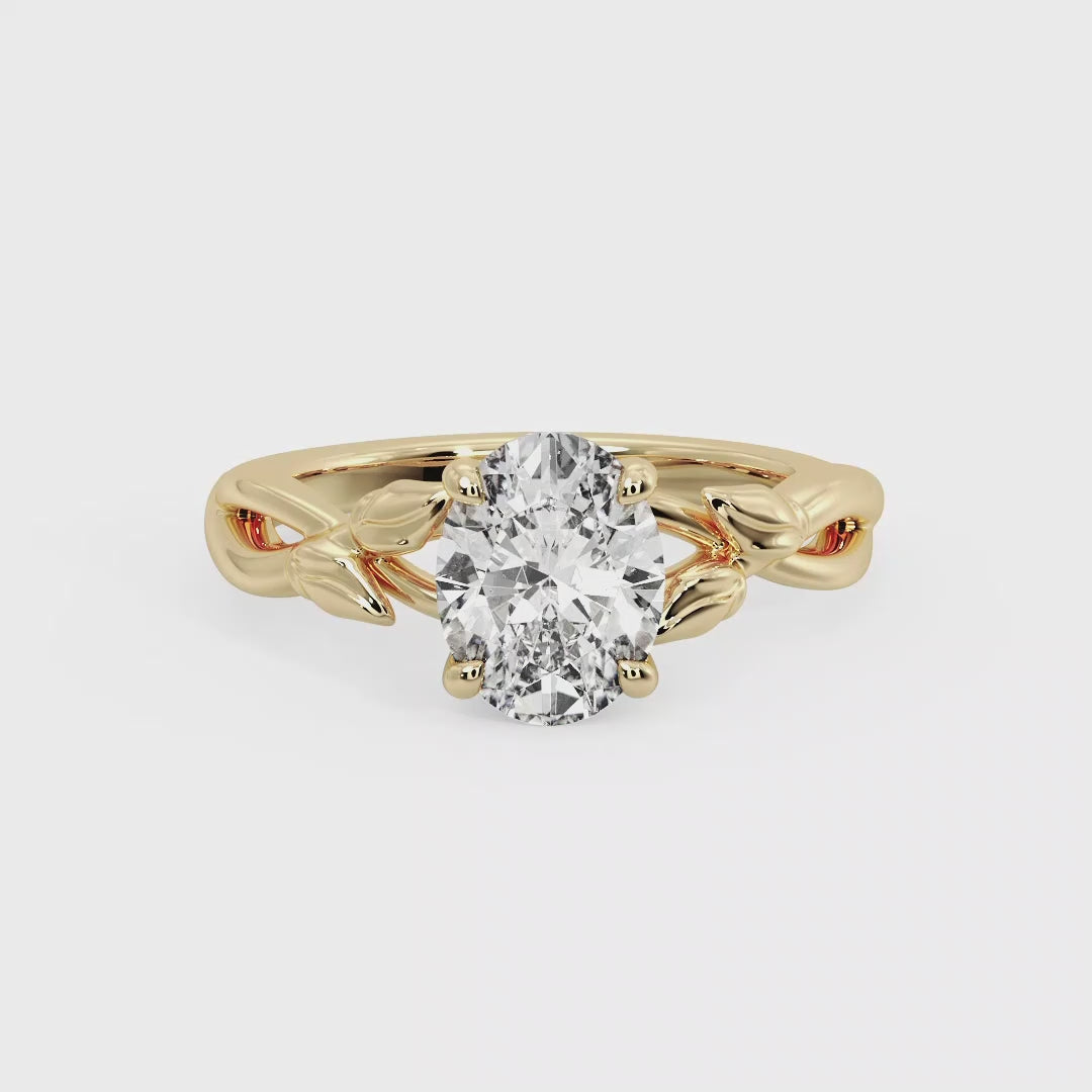 Nature-Inspired Oval Lab Grown Diamond Center Engagement Ring