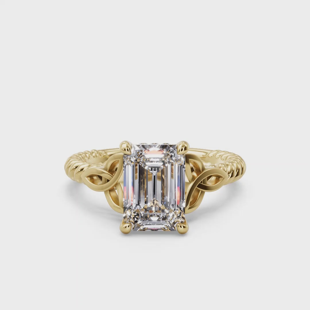 Twisted Vine Artisan Emerald Lab Grown Diamond Center Engagement Ring