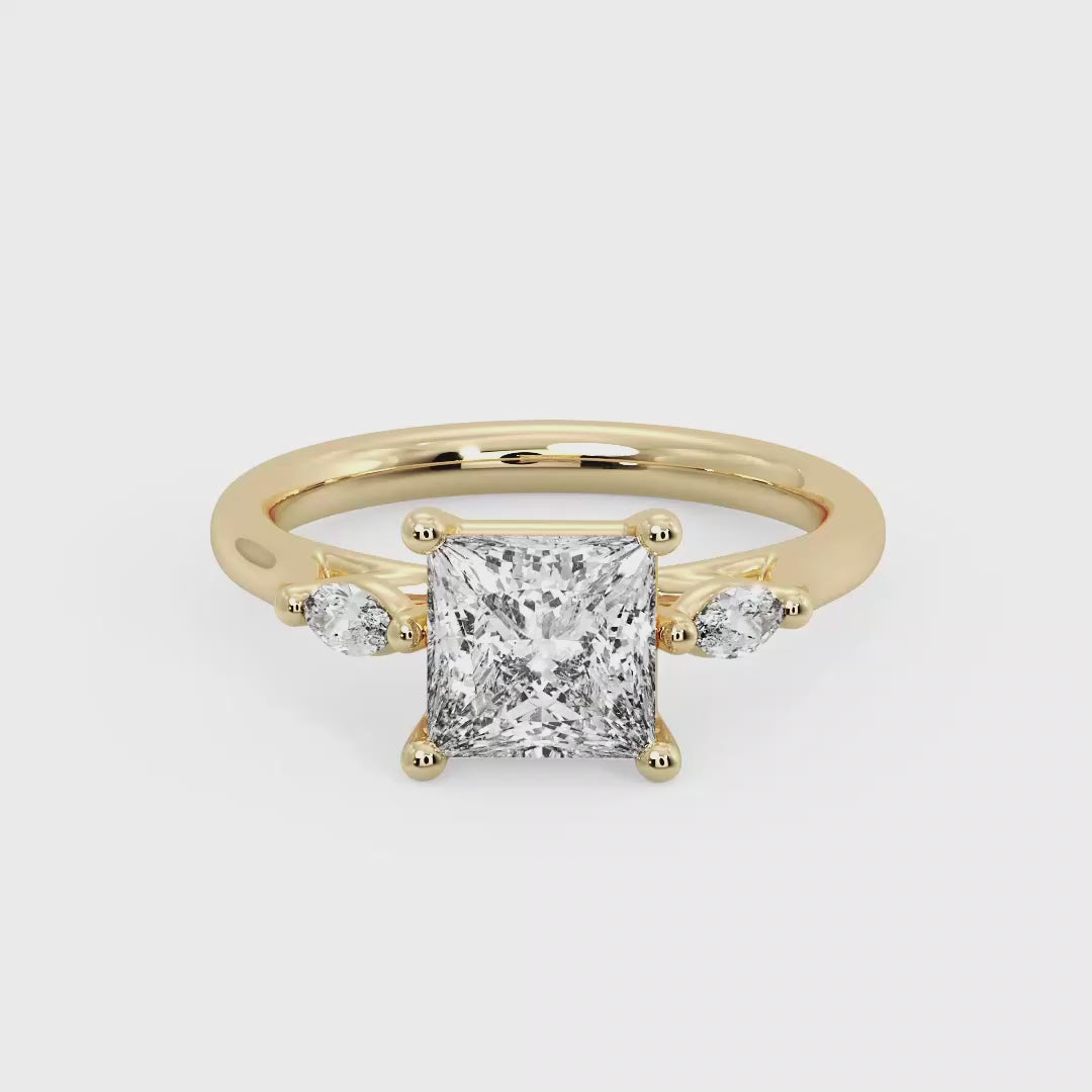Classic Princess-Cut Center with Side Accents Lab Grown Diamond Center Engagement Ring