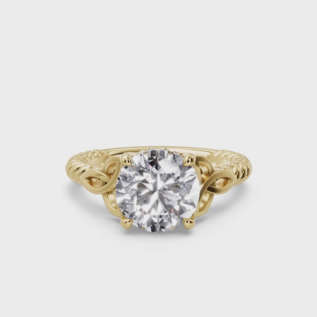 Twisted Vine Artisan Round Lab Grown Diamond Center Engagement Ring