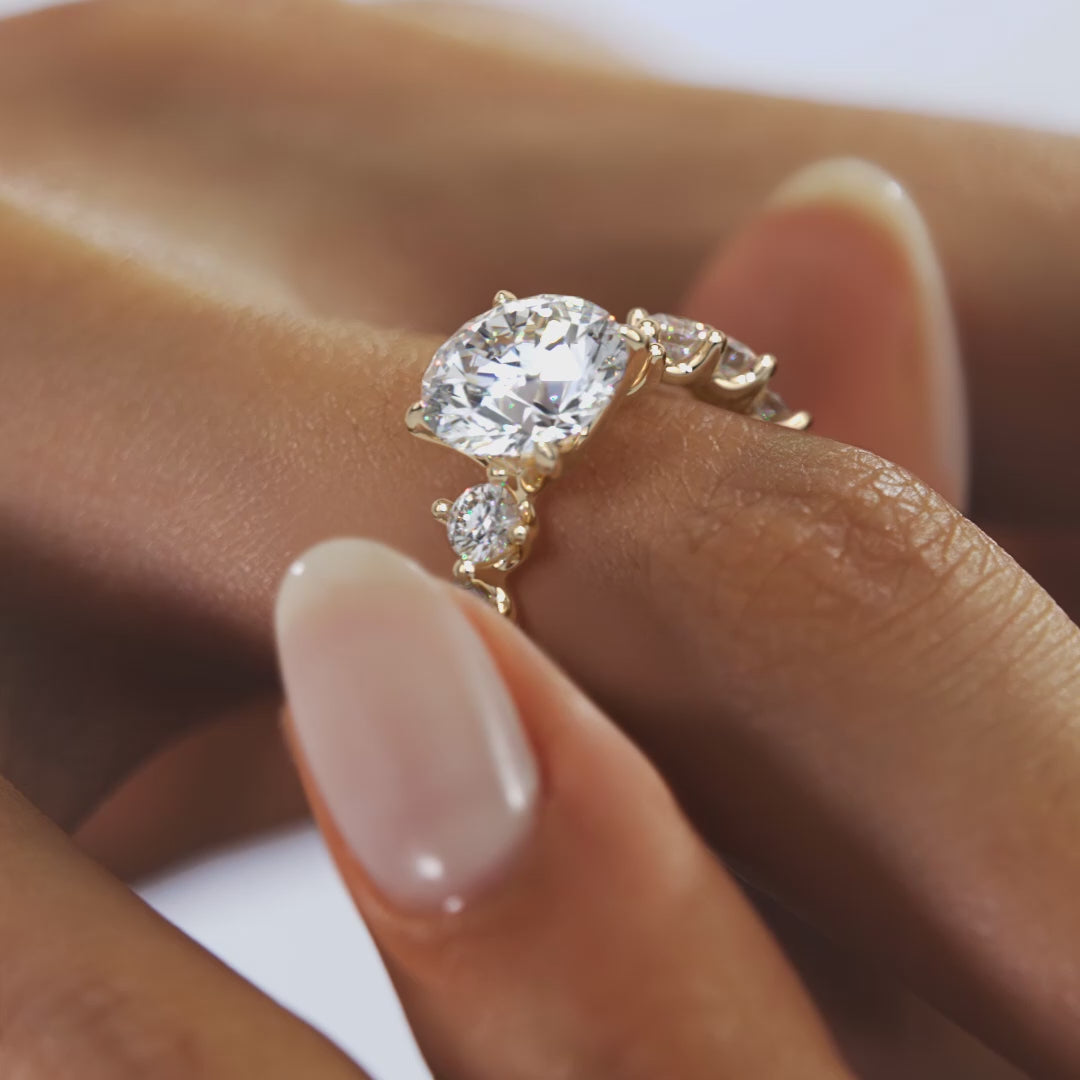 Round Diamond Engagement Ring with Mixed Shape Eternity Band