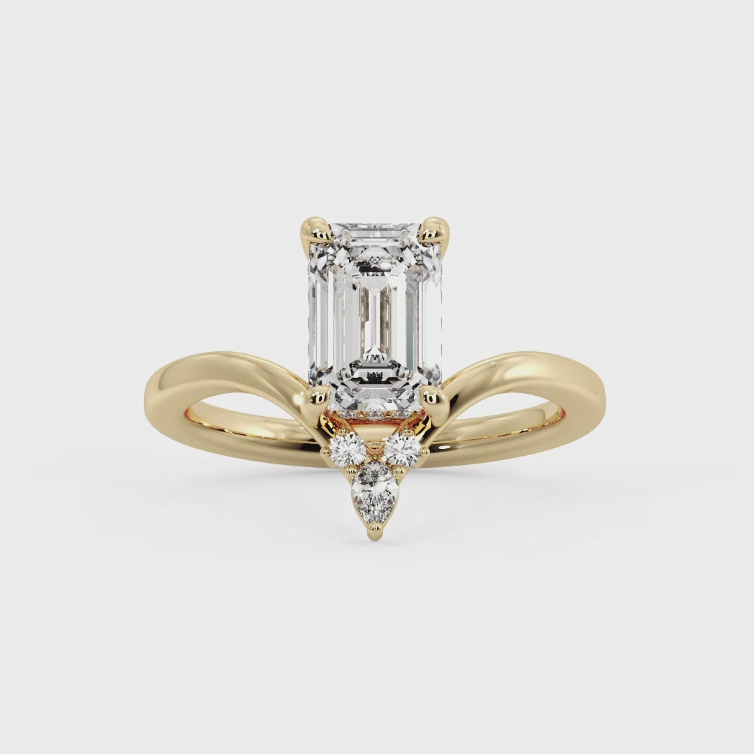 Radiant Tiered Sparkle Emerald Lab Grown Diamond Center Engagement Ring