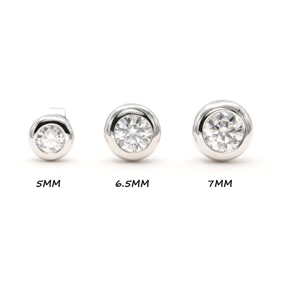 18K Solid Gold Moissanite Bezel Setting Studs Earrings