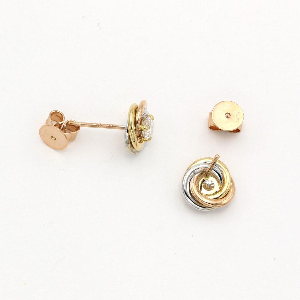 18K Solid Gold Tri-Circle Knot Moissanite Studs Earrings