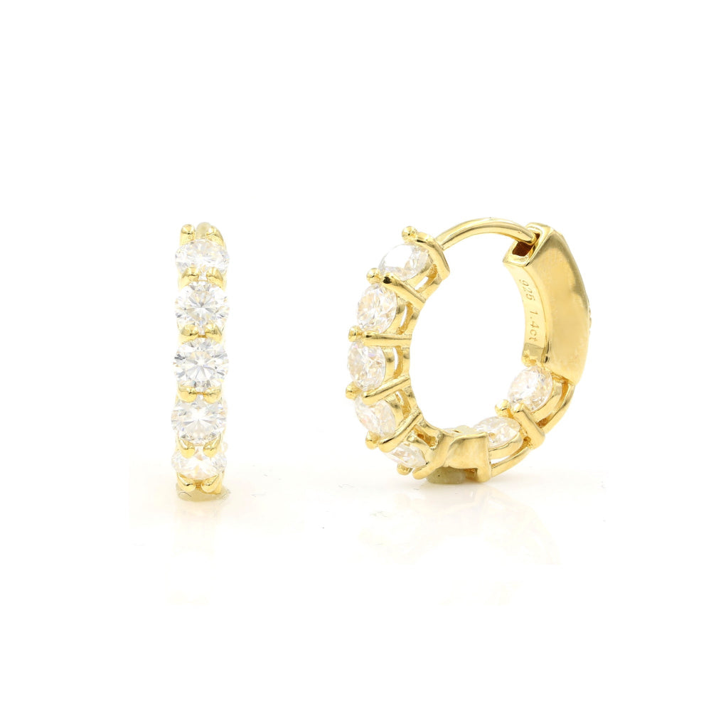 925 Silver 3mm Moissanite Hoop Earrings