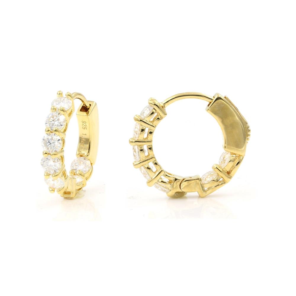 925 Silver 3mm Moissanite Hoop Earrings