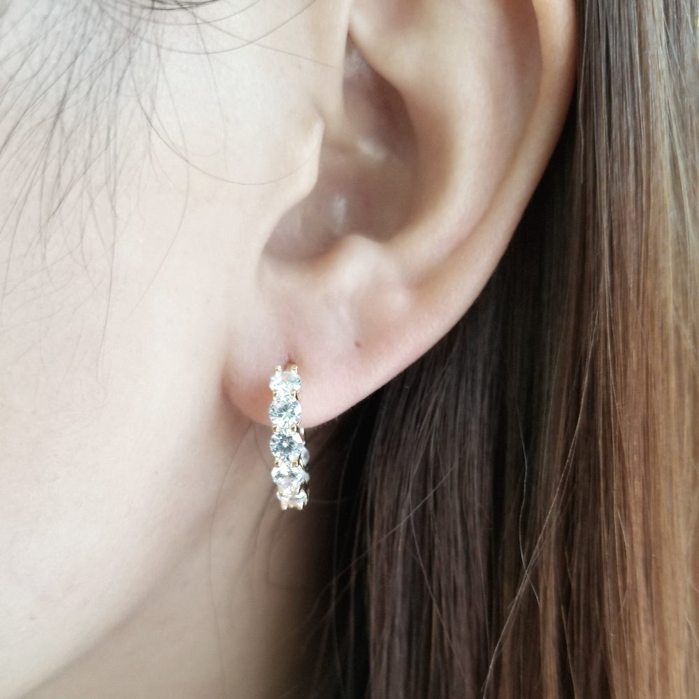 925 Silver 3mm Moissanite Hoop Earrings