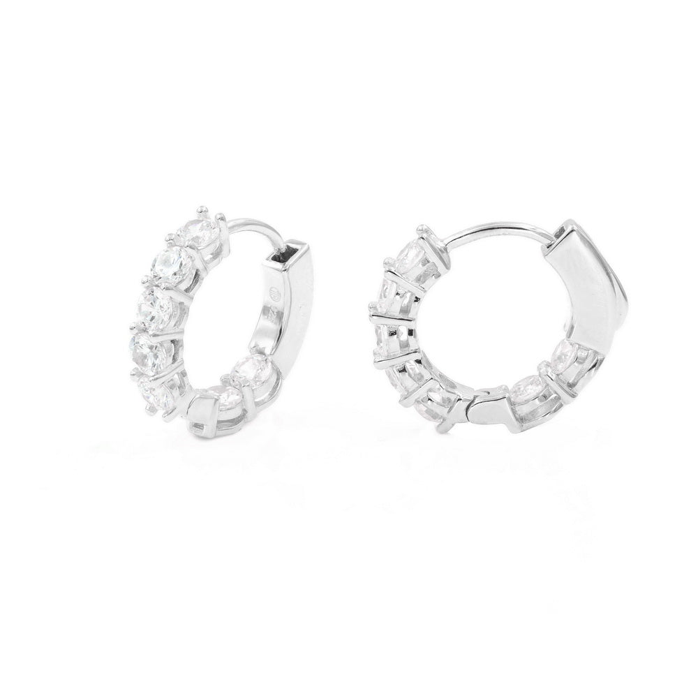 925 Silver 3mm Moissanite Hoop Earrings