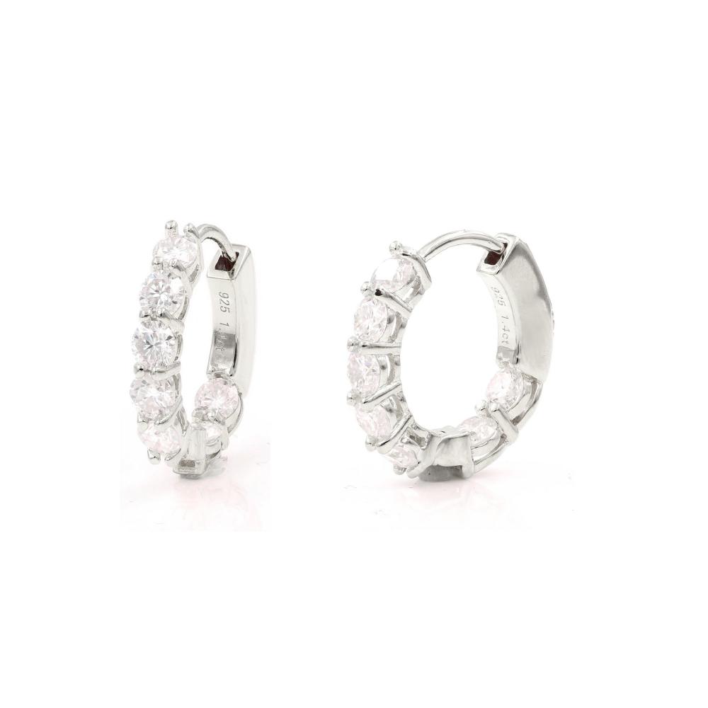 925 Silver 3mm Moissanite Hoop Earrings